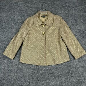 Josephine Chaus Gold Tweed Cropped Jacket Size 4